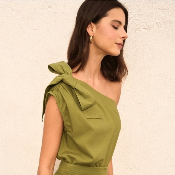 Commense Tops - Commense Olive One-Shoulder Tie Tank